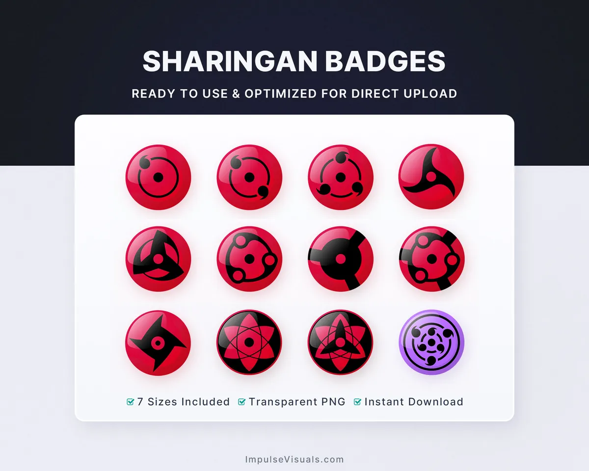 sharingan twitch sub badges anime eye subscriber badges twitch badge pack red eye